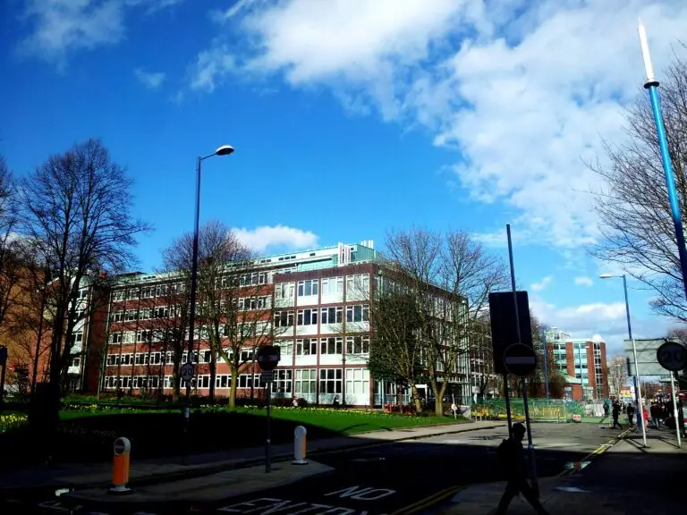 A modern building with clear blue sky